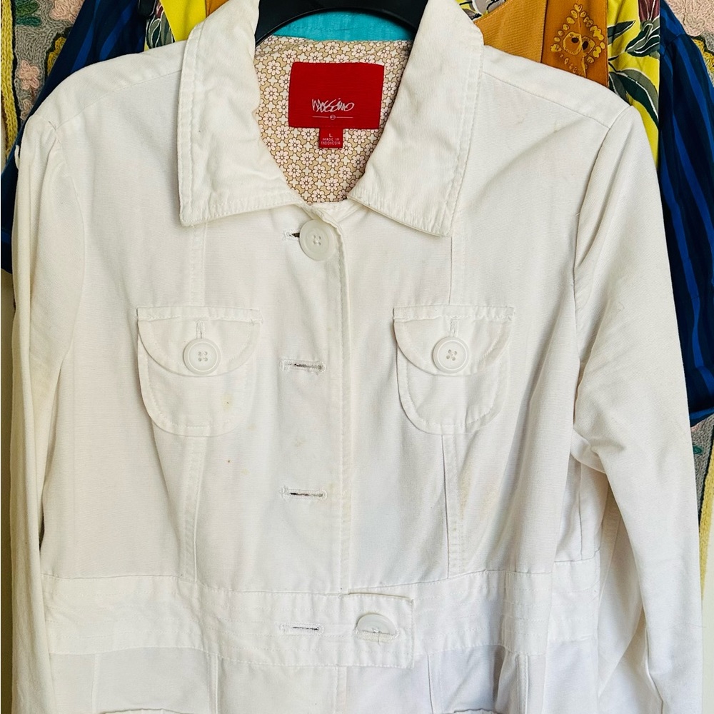 White cotton bomber jacket